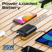 Promate PowerPod-30 Power Bank 30000mAh Built-In Cables Black-Ports