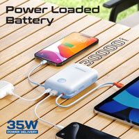 Promate PowerPod-30 Power Bank 30000mAh Built-In Cables Blue-Ports