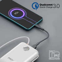 Promate PowerPod-30 Power Bank 30000mAh Built-In Cables White-Charging