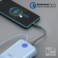 Promate PowerPod-30 Power Bank 30000mAh Built-In Cables Blue-Charging