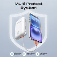 Promate PowerPod-30 Power Bank 30000mAh Built-In Cables White-Display