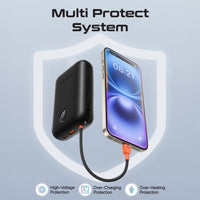 Promate PowerPod-30 Power Bank 30000mAh Built-In Cables Black-Display