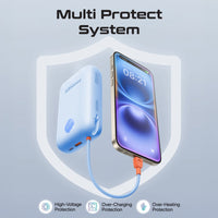 Promate PowerPod-30 Power Bank 30000mAh Built-In Cables Blue-Display