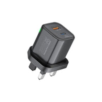 Promate PowerPort-25AC Black 25W dual-port UK plug wall charger - main view