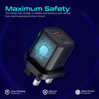 Promate PowerPort-25AC Black UK three-pin plug detail