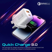 Promate PowerPort-25AC White charging two devices at once