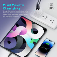 Promate PowerPort-25AC White charging two devices at the same time