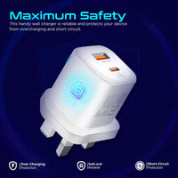 Promate PowerPort-25AC White UK three-pin plug detail