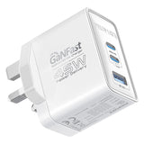 شاحن حائط 45 واط GaNFast بثلاثة منافذ مع كويك تشارج 3.0 | Promate PowerPort-45 - أبيض