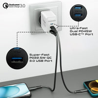 Promate PowerPort-45 White compact GaN charger size in hand
