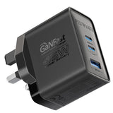 شاحن حائط 45 واط GaNFast بثلاثة منافذ مع كويك تشارج 3.0 | Promate PowerPort-45 - أسود