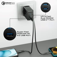 Promate PowerPort-45 Black compact GaN charger size in hand