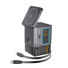 Promate PowerSync-105 محطة شحن 105 واط 6 في 1 بكيبلين مدمجين - صورة أمامية