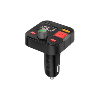 Promate PowerTune-30W مرسل FM مع شاشة LCD وشحن سريع - صورة أمامية