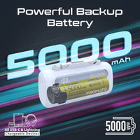 Promate PowerUp-Duo Mini Power Bank 5000mAh Foldable Connectors Blue-Angle