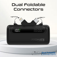 Promate PowerUp-Duo Mini Power Bank 5000mAh Foldable Connectors Black-Connectors