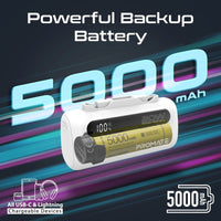 Promate PowerUp-Duo Mini Power Bank 5000mAh Foldable Connectors White-Angle