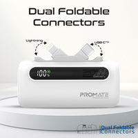 Promate PowerUp-Duo Mini Power Bank 5000mAh Foldable Connectors White-Connectors