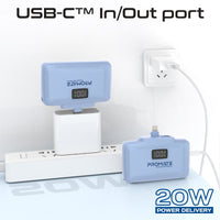 Promate PowerUp-10Duo Mini Power Bank 10000mAh Foldable Connectors Blue-Kickstand