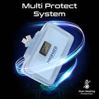 Promate PowerUp-10Duo Mini Power Bank 10000mAh Foldable Connectors Blue-LED Display