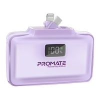 Promate PowerUp-10Duo Mini Power Bank 10000mAh Foldable Connectors Purple-Front