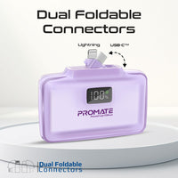 Promate PowerUp-10Duo Mini Power Bank 10000mAh Foldable Connectors Purple-Connectors