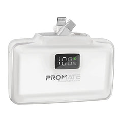 Promate PowerUp-10Duo Mini Power Bank 10000mAh Foldable Connectors White-Front
