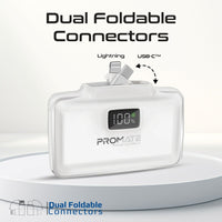 Promate PowerUp-10Duo Mini Power Bank 10000mAh Foldable Connectors White-Connectors