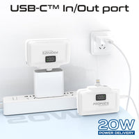 Promate PowerUp-10Duo Mini Power Bank 10000mAh Foldable Connectors White-Kickstand