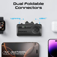 Promate PowerUp-Trio Mini Power Bank 5000mAh Foldable Connectors Black-Connectors