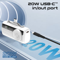Promate PowerUp-Trio Mini Power Bank 5000mAh Foldable Connectors White-Watch Charger