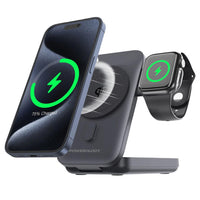 باور بانك ماغسيف باورولوجي 3 في 1 بسعة 10000 مللي امبير - اسود | Powerology 10000mAh 3 in 1 MagSafe Power Bank – Black.