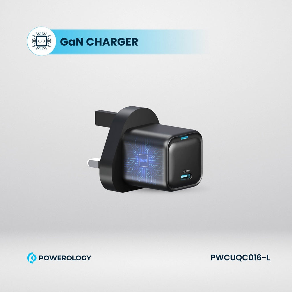 Şarjêra PD-ê ya Powerology 20W ya yek porta C ya Keyaniya Yekbûyî bi kabloya Type-C bo Lightning MFI 27W.