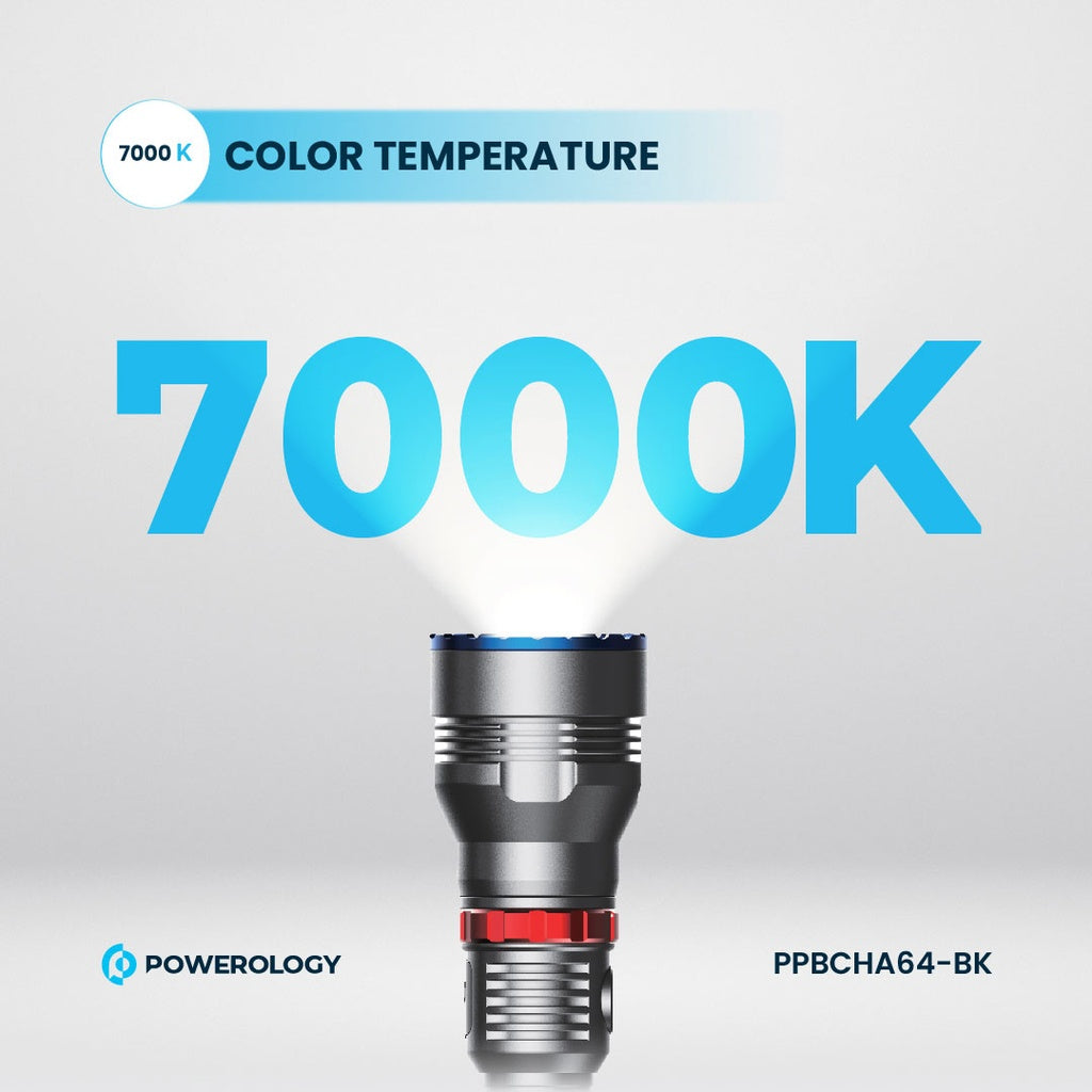 Ronahiya LED ya ji nû ve şarjkirî ya Powerology 1000LM/900M - Reş.