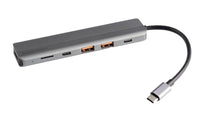 Hub-a 4K HDMI USB-C ya 6-di-1ê ya zirav a Powerology bi şarjkirina bilez a 100W û MicroSD - gewrê tarî