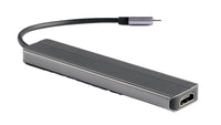 Hub-a 4K HDMI USB-C ya 6-di-1ê ya zirav a Powerology bi şarjkirina bilez a 100W û MicroSD - gewrê tarî