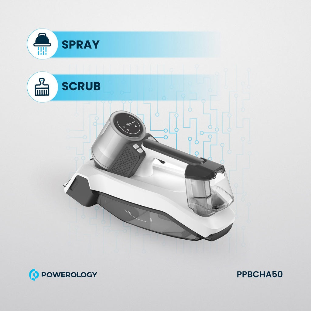 مكنسة باورولوجي المحمولة لتنظيف البقع بقوة 60 واط - ابيض | Powerology Spot Cleaner 60W - White.