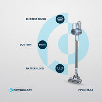 باورولوجي مكنسة كهربائية لاسلكية مع شاشة عرض HD وبطارية قابلة للفصل - رمادي غامق | Powerology Cordless Vacuum Cleaner with HD Display & Detachable Battery – Dark Grey.