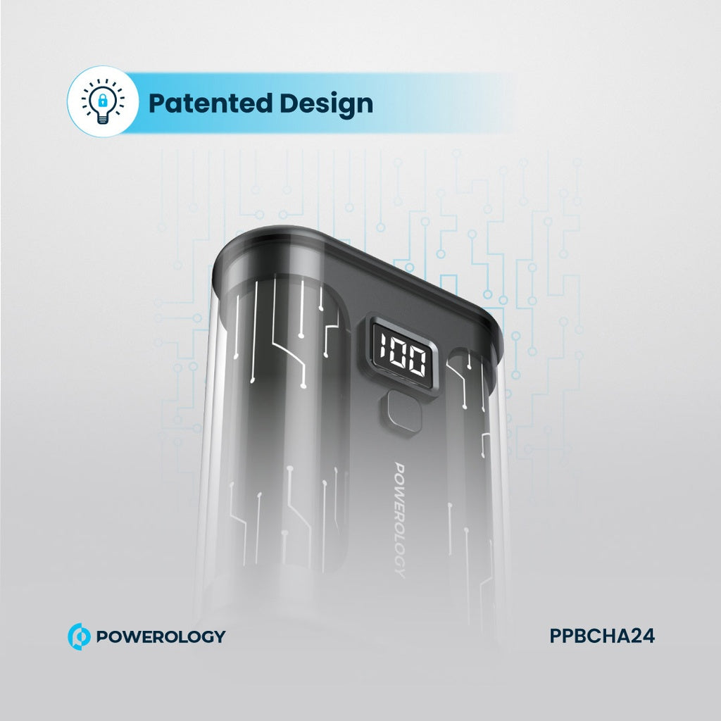 باور بانك باورولوجي كريستالين 10000mAh, مع دعم للشحن السريع بقدرة 35 واط | Powerology Crystalline Series Powerbank 10000mAh PD 35W.