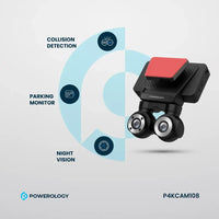 كاميرا لوحة القيادة من باورولوجي بدقة 4K مع شاشة لمس 3 بوصة وكيبل تيب سي بطول 1.5 متر - اسود | Powerology 3" Touch Screen 4K Dash Camera with 1.5m Type-C Cable – Black.