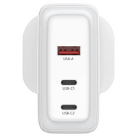 شاحن باورولوجي لايف ستايل ب 3 منافذ للشحن مع شحن سريع بقدرة 100 واط - ابيض | Powerology 3-Port Fast Charging Adapter – White