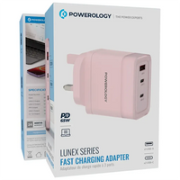 شاحن باورولوجي Lunex PD 65 واط USB-C شحن سريع – محول طاقة عالي للأجهزة واللابتوب | Powerology Lunex Series 65W PD Fast Charging USB-C Adapter