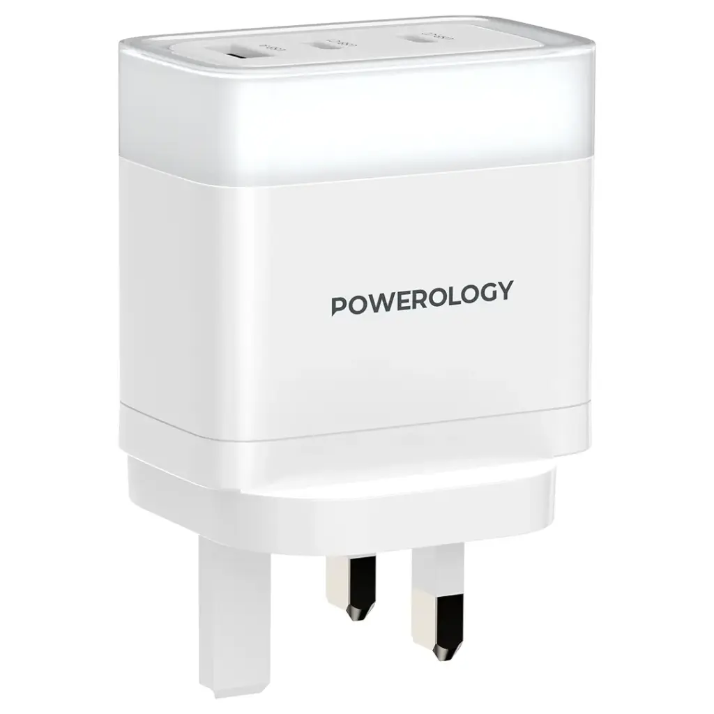 شاحن باورولوجي Lunex PD 65 واط USB-C شحن سريع – محول طاقة عالي للأجهزة واللابتوب | Powerology Lunex Series 65W PD Fast Charging USB-C Adapter