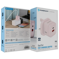 محول الشحن السريع الثنائي المنفذ من باورولوجي 35 واط | Powerology Dual-Port 35W Fast Charging Adapter