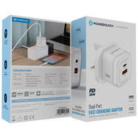 محول الشحن السريع الثنائي المنفذ من باورولوجي 35 واط | Powerology Dual-Port 35W Fast Charging Adapter