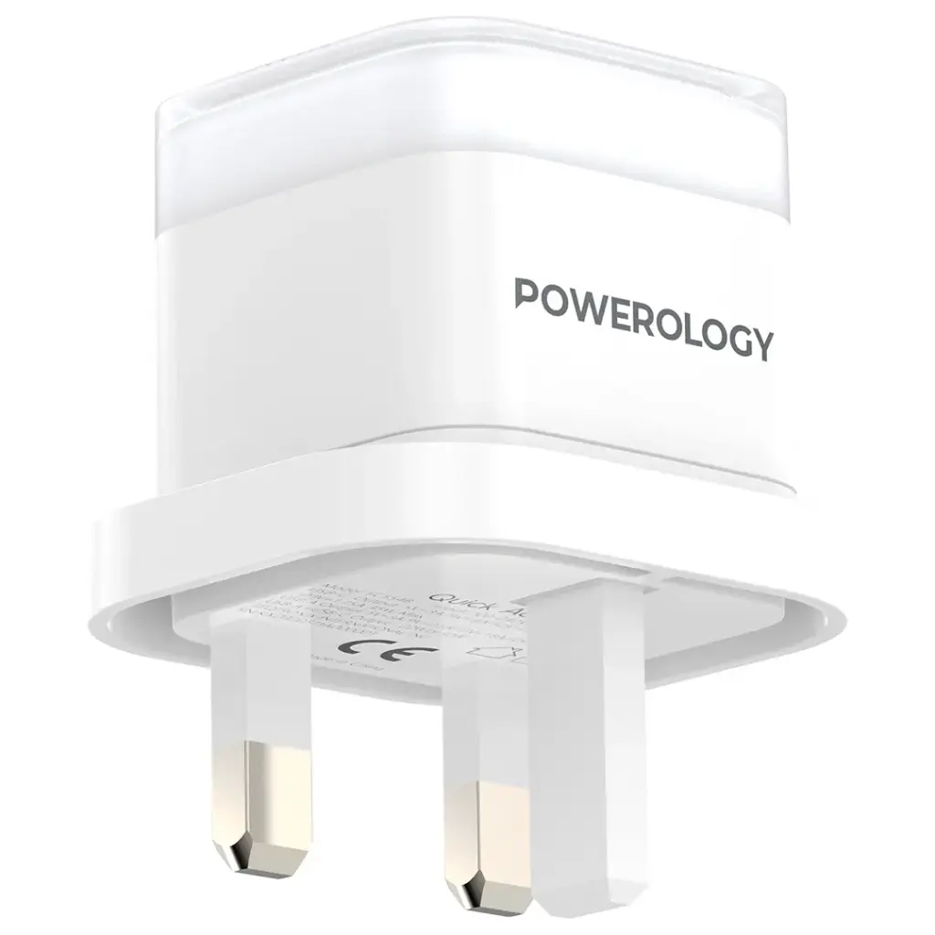 محول الشحن السريع الثنائي المنفذ من باورولوجي 35 واط | Powerology Dual-Port 35W Fast Charging Adapter
