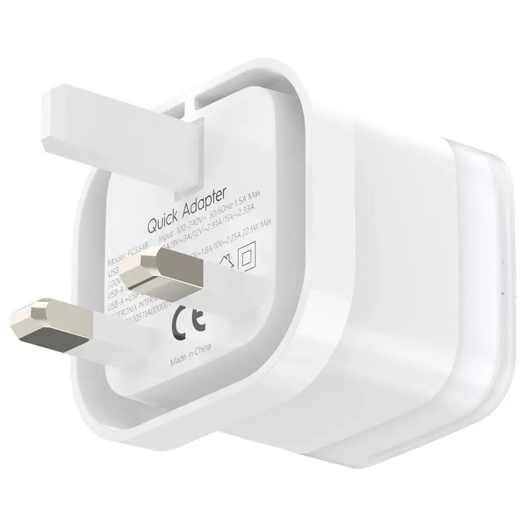 محول الشحن السريع الثنائي المنفذ من باورولوجي 35 واط | Powerology Dual-Port 35W Fast Charging Adapter