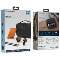 Powerology Nirvano 5-In-1 Power Travel Kit - Black/Orange | طقم سفر باور 5 في 1 من باورولوجي نيرفانو