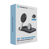 Powerology 3-in-1 Foldable Magnetic Wireless Charger - Black | شاحن باورولوجي اللاسلكي المغناطيسي القابل للطي 3 في 1 - أسود
