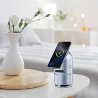 شاحن باورولوجي اللاسلكي 3 في 1 مع سماعة 15 واط - رمادي | Powerology 15W 3-in-1 MagSafe Wireless Charger with Speaker & Touch Button 1000mAh - Grey